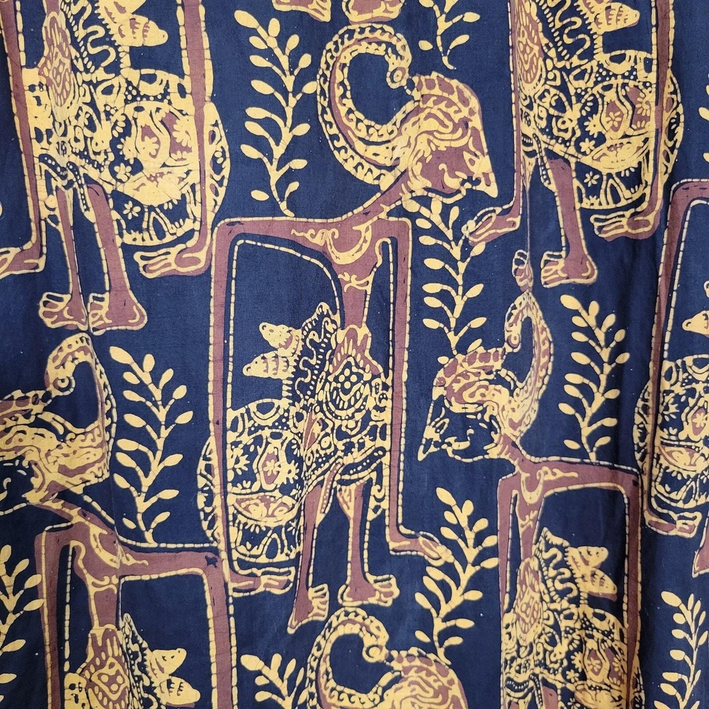 Vtg 70s Maxi Skirt Indonesian Figural Print Size Sz M Metal Zip Boho Resort - Picture 7 of 10